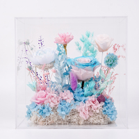 Vente en gros de roses éternelles colorées faites à la main dans une boîte en acrylique, cadeaux pour la Saint-Valentin et la fête des mères