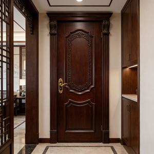 Puerta Interior de Madera de Alta Calidad, Diseño Moderno y Sencillo Tallado, Puerta de Madera Sólida con Patrón Tallado - Product Image 5