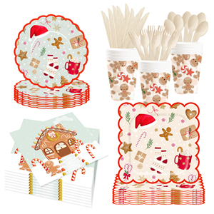DAMAI Customized Christmas Party Tableware Set with Red Hat <b>House</b> <b>Socks</b> Patters Disposable Paper Plates Cups Napkins - Product Image 4
