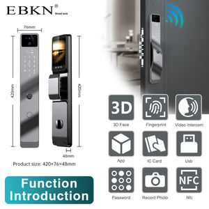 EBKN Tuya Smart Wood Lock 3D-Gesichtserkennung Finger abdruck Passwort Echtzeit-Gegensprechanlage Aluminium-Überwachungs kamera WiFi-Konnektivität - Product Image 2