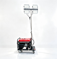 Tour d'éclairage portable avec générateur, pouvant être relevée et abaissée manuellement de 3 mètres, équipée de 4 lampes LED