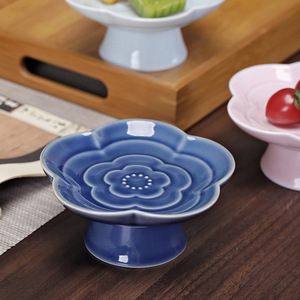 Assiette à fruits en porcelaine en forme de fleur, sur pied haut, pour servir des collations et du thé, idéale pour les fêtes et la maison - Product Image 1