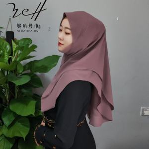 Hijab en mousseline de soie tendance <span class=keywords><strong>avec</strong></span> chapeau de soleil intégré, léger et respirant, pour femmes musulmanes - Product Image 3