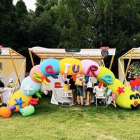 Arco Inflable Gigante Personalizado con Forma de Oruga de Dibujos Animados, Segmentos de Arcoíris, Certificado CE, Resistente al Agua, para Fiestas Infantiles y Entretenimiento