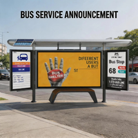 Borne d'attente de bus minimaliste avec écran d'information numérique multifonctionnel, auvent en alliage d'aluminium résistant aux intempéries avec affichage publicitaire LED