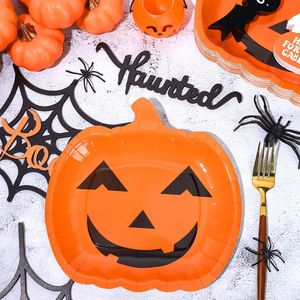 Pink Halloween Pumpkin <b>Paper</b> Plates Disposable Tableware Set Heavy Duty Party Supplies For Halloween Decorations - Product Image 4