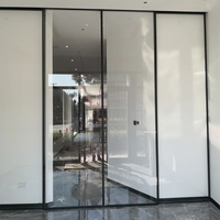Porte coulissante en verre à ferme structure fine et fermeture douce, pour intérieur de maison, salon, chambre, cuisine, salle à manger, balcon, minimaliste, coupe-vent