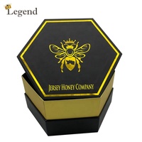 Boîte à miel hexagonale en carton noir, emballage personnalisé avec impression de logo, boîte à miel hexagonale de luxe de haute qualité