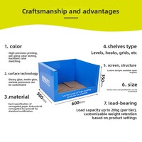 Présentoir de comptoir en carton ondulé personnalisé pour exposition en supermarché, boîte PDQ avec estampage à chaud et découpes pour magasin de détail