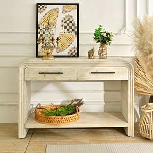 Mesa Consola de Madera de Estilo Nórdico INNOVA, Ecológica y Fácil de Montar, con Estante y Cajón de Almacenamiento para Sala de Estar o Uso en Hoteles - Product Image 1