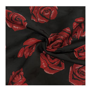 Grosir kustom benang dicelup poliester timbul kain Jacquard tenun merah bunga mawar kain brokat untuk gaun wanita - Product Image 1