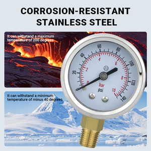 Garantía de calidad Caja de acero inoxidable Manómetro Elite Manómetro de aire para servicio de refrigeración - Product Image 5