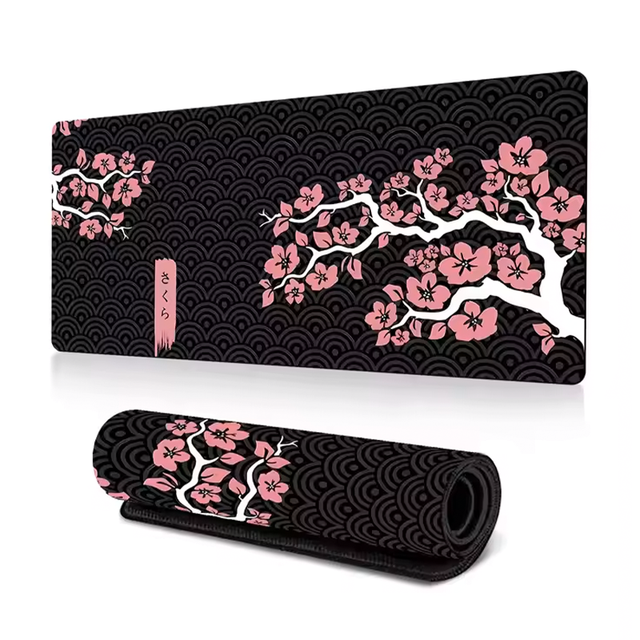 Japanese Sakura Premium Non-Slip Natural Rubber Base Mousepad Smooth Gliding Mat for Gaming and Office Desk Mat