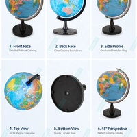 20cm 360 °   Globe terrestre rotatif HD éducatif sur le thème de la géographie et des océans, avec anneau méridien métallique