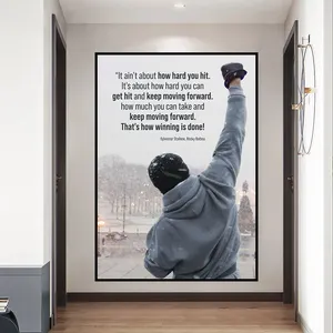 In Bianco e nero di Rocky Balboa Guantoni Da Boxe Bodybuilding Motivazionale della Tela di Canapa Pittura Poster e Stampa di Arte Della Parete Picture for Living Room