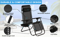 Chaise zéro gravité légère, pliable, empilable, chaise de plage rafraîchissante, chaise longue pour patio extérieur, piscine, terrasse, camping