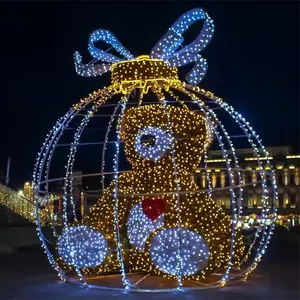 Desain Baru 3D Produsen Bola Natal Ornamen Luar Ruangan Musim Dingin Lampu Natal Lengkungan Led Besar Lampu Natal 2021