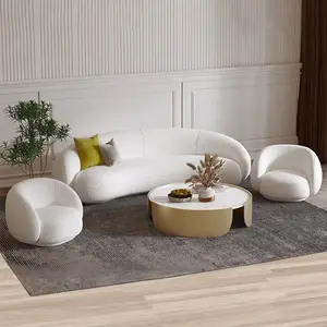 Modern New Design Luxury Waiting Room Furniture Velvet C Shape Curved Couch Boucle Half Moon Sofa for Home Hotel Furniture