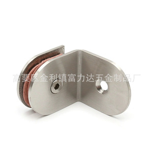 Clip en acier inoxydable en forme de L pour verre, angle droit de 90 degrés, surface brossée, pour fixation murale de salle de bain F 094 - Product Image 1