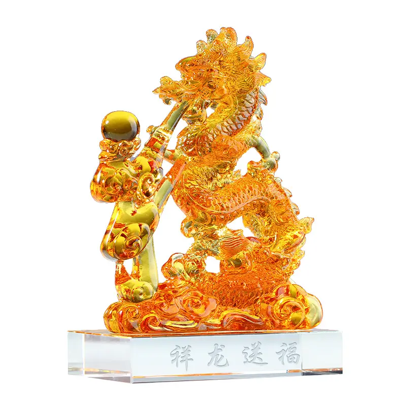 Colored Liuli dragon decorations Business gifts Birthday gifts for relocation Chinoiserie style decoration decorations