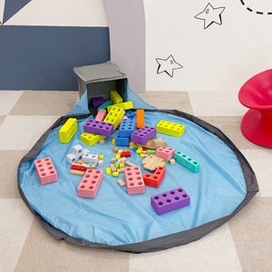 Scatola di immagazzinaggio pieghevole giocattolo per sala giochi lavabile in tessuto di lino scatola di immagazzinaggio con tappetino da gioco pieghevole organizzatore con cerniere - Product Image 2