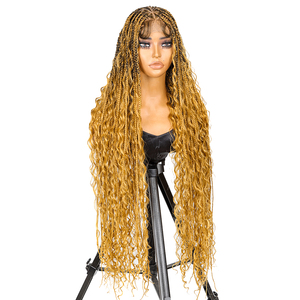 36 Inch #T1B/27/144 Boho Style Full Lace Braided <strong>Wig</strong> with Transparent Lace Glueless Lightweight Synthetic <strong>Wig</strong> for Women - Product Image 3
