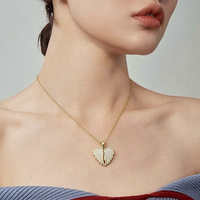 Collier pendentif en argent sterling 925 avec double zircon en forme de cœur et ailes d'ange, plaqué or 18 carats, bijoux fins pour femmes, fabrication sur mesure