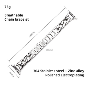 Correa de Reloj de Acero Inoxidable para Apple <span class=keywords><strong>Watch</strong></span>, <span class=keywords><strong>Huawei</strong></span>, Samsung, Fibit, Xiaomi, Brazalete de Cadena de 20, 22, 40, 41, 42, 44, 45, 46, 49 <span class=keywords><strong>mm</strong></span> - Product Image 2