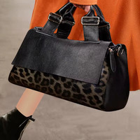 Sac pour femmes en cuir véritable à motif léopard classique exquis sac à poignée supérieure de grande capacité sac à imprimé léopard en peau de vache pour femmes
