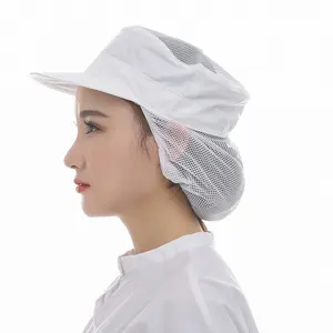 HZM-19172 Chef Hat Adjustable Elastic Breathable Mesh Work Cap Beanie for Kitchen Cooking Service and Other Work