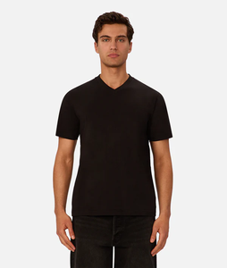 Slim unisexe Jersey vente en gros personnalisé plaine t-shirt tricoté peigné anneau filé 95% coton 5% Elatane 180G col en V hommes t-shirts en vrac - Product Image 1