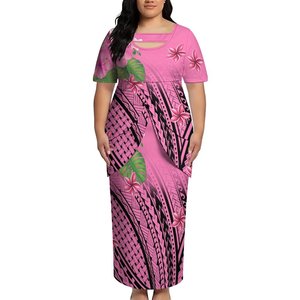 Conjunto Puletasi de Dos Piezas para Mujer, Estampado <span class=keywords><strong>Floral</strong></span> Polinesio de Hibisco en Degradado Blanco Crema y Morado, Talla Grande, Traje Formal - Product Image 2