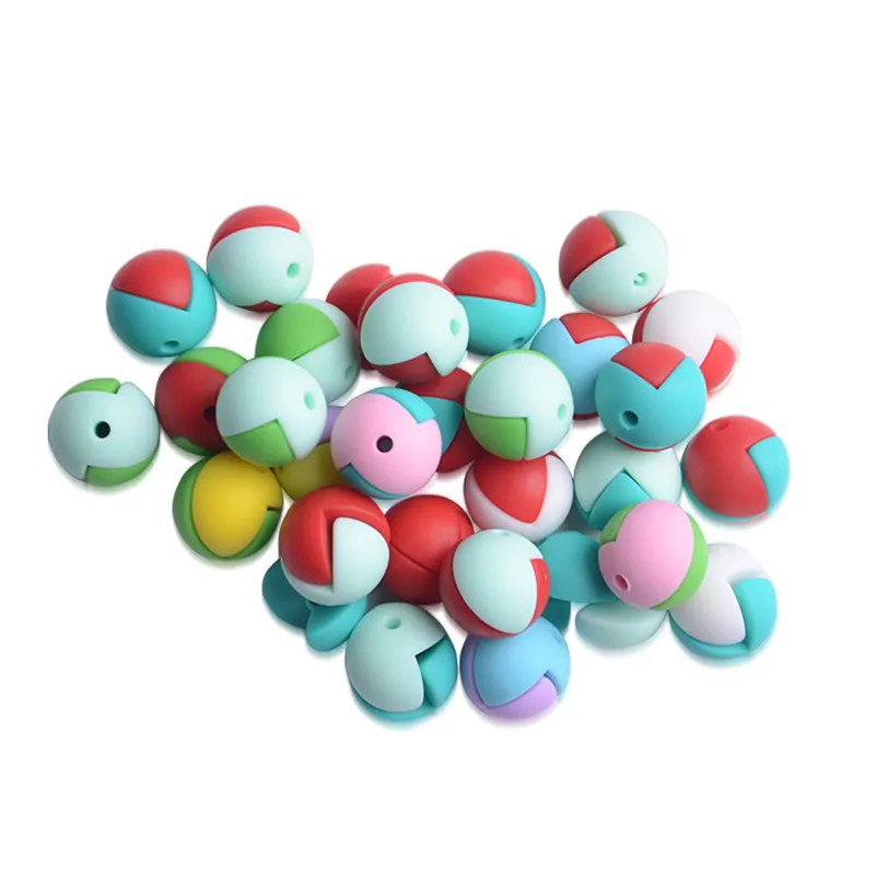Wholesale Round Shape Colorful Loose Beads Silicone Beads Creative Design Baby Teething Beads