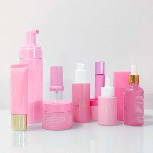 Hot Sale 100ml Luxury Cosmetic Packaging Pink Yellow Glass Lotion Bottle Body Mist <b>Spray</b> Pump Screw Cap Skin Care - Product Image 3