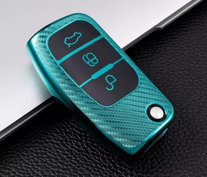 Cover per Chiavi in TPU con Texture in Fibra di Carbonio per Ford Fiesta 2013 <span class=keywords><strong>Focus</strong></span> Classic EcoSport, Protezione Bilaterale Anti-Impronta - Product Image 2