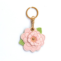 Pendentif Fleur Haute Qualité en Cuir, Porte-clés, Housse de Protection pour Carte d'Accès, Petit Sac Cadeau