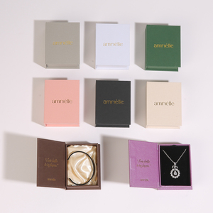 Recyclable Cardboard Book Style Jewelry <b>Box</b> with Custom Gold Foil Logo Magnetic Closure for High-End Jewelry Packaging - Product Image 5