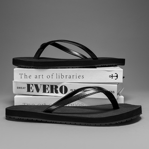 Sandalias de Mujer Negras de PU, Punta Abierta, Antideslizantes, Suela de EVA, Pantuflas de Verano para Exteriores - Product Image 4