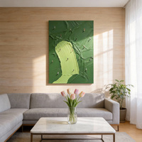 Peinture à l'huile moderne 100% peinte à la main sur toile texturée, Paysage marin vert épais abstrait 3D, Affiche abstraite faite à la main