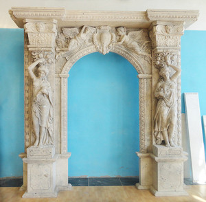 Trang chủ vườn trang trí tự nhiên màu vàng travertine đá vôi đá cẩm thạch cửa Surround - Product Image 5