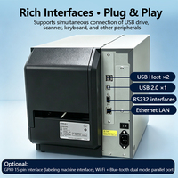 Impresora de Etiquetas de Transferencia Térmica LONVILL de Alto Rendimiento, 304 mm/s, 600 dpi, Impresora Térmica RFID con Doble Puerto USB para Etiquetas Colgantes