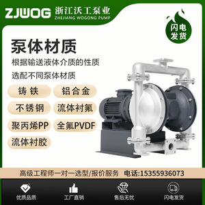 Pompe à diaphragme électrique Zhejiang Wogong Pump Industry, matériau PTFE, hauteur de refoulement 40M, moteur monophasé, résistance aux acides et aux alcalis - Product Image 1