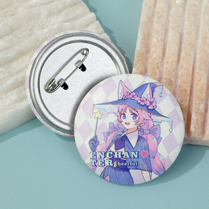 Lingban Wholesale Custom Logo Round Shape PU <strong>Button</strong> Badge <strong>Pins</strong> - Product Image 1