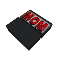 Boîte Cadeau de Fleurs Éternelles Noires pour la Fête des Mères avec Lettre – Idéal pour Maman