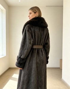 <span class=keywords><strong>Manteau</strong></span> Trench en Fausse Fourrure Écologique de Haute Qualité 2026 pour Femme, <span class=keywords><strong>Long</strong></span> <span class=keywords><strong>Manteau</strong></span> <span class=keywords><strong>Noir</strong></span> en Fausse Fourrure de Vison avec <span class=keywords><strong>Ceinture</strong></span> et Grand Col en Fausse Fourrure de Renard - Product Image 3