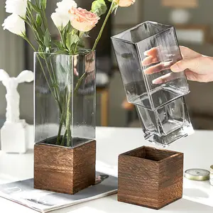 Легкая Роскошная прозрачная серая стеклянная ваза в скандинавском стиле, комбинированная Цветочная композиция, украшение для дома, отеля, стеклянная ваза