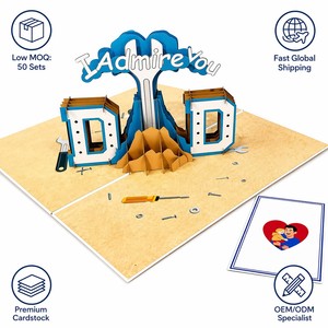 Carte de vœux pop-up 3D pour papa, je t'admire, carte en papier faite à la main pour la fête des pères - Product Image 6