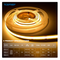 COB LED Şerit 320/480/528 LED/M24V 8mm/10mm Geniş Noktasız 5m Kısılabilir Uzaktan Kumandalı CRI>90 Esnek Sıcak Beyaz /Wi-Fi