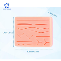 Modelo de Práctica de Sutura Quirúrgica T, Piel Simulada de Silicona de 17x12x1.2cm para Entrenamiento de Estudiantes de Medicina