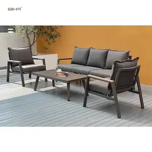 BHR 4 Piece Outdoor Furniture Garden Set Aluminum Luxury Patio Furniture Sofa Set With Coffee Table